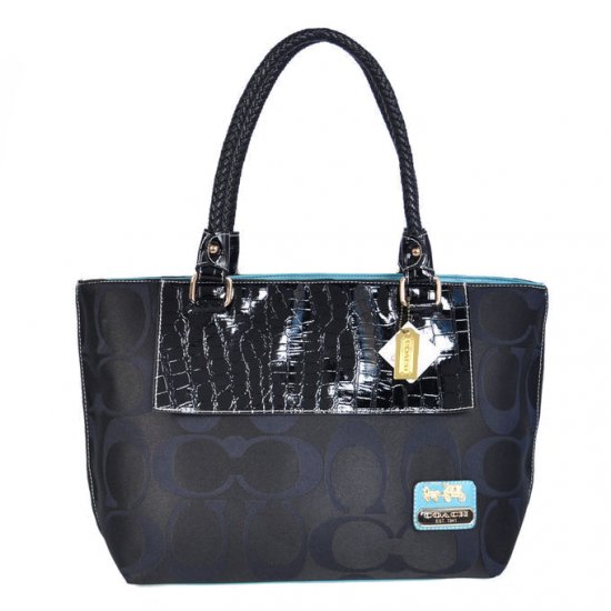 Coach Embossed In Signature Medium Black Totes BMS - Click Image to Close